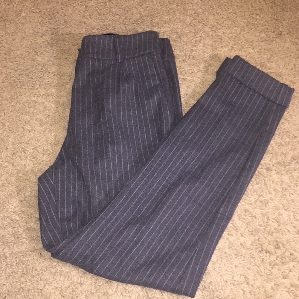 EXPRESS high rise pin-striped skinny ankle pants